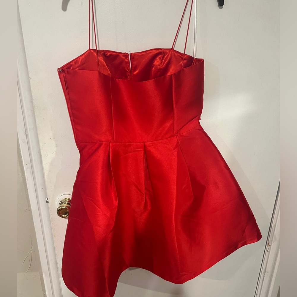 Red satin dress